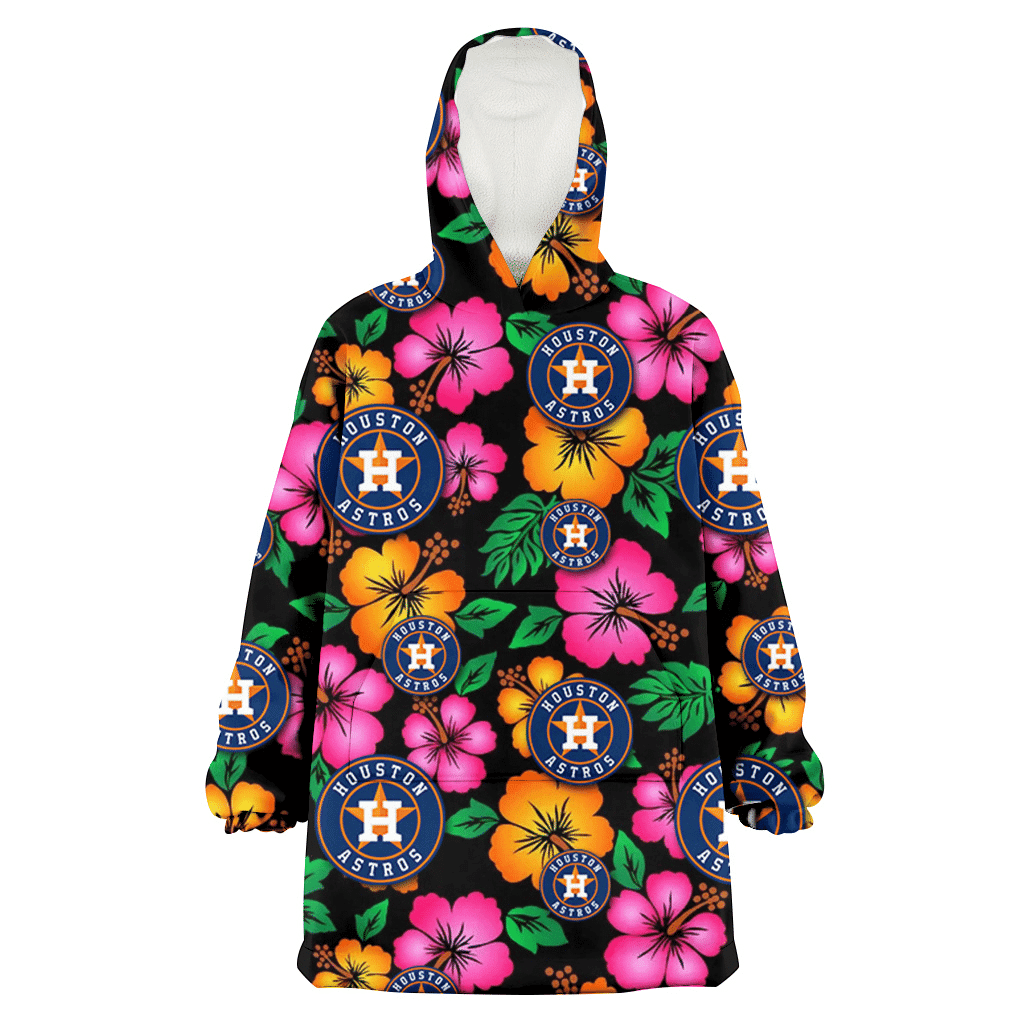 Houston Astros Pink Orange Black Background 3D Printed Hoodie Blanket Snug Hoodie