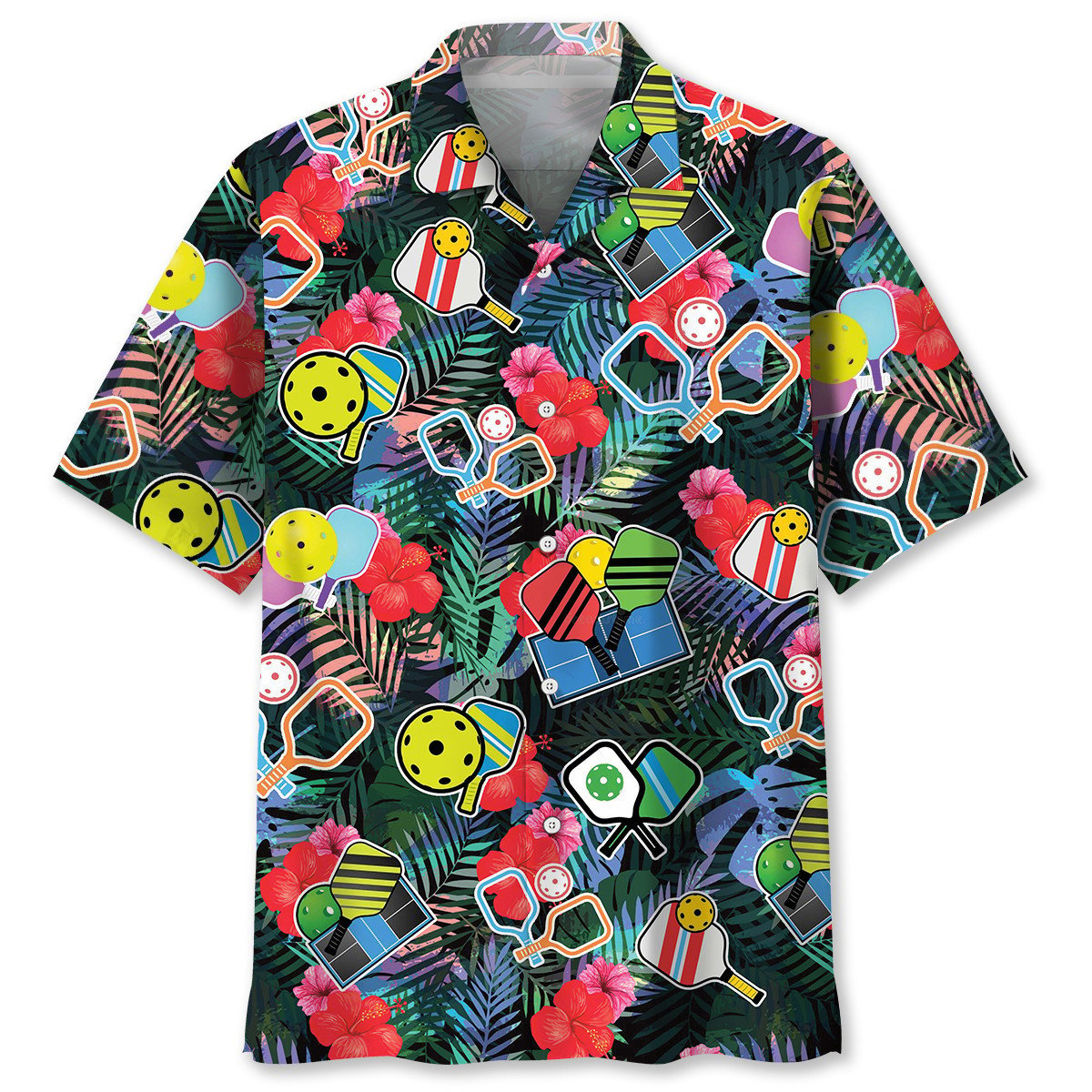 Pickleball Tropical Hawaiian Shirt, 3D Full Printed Pickleball Sport Hawaii Beach Shirt