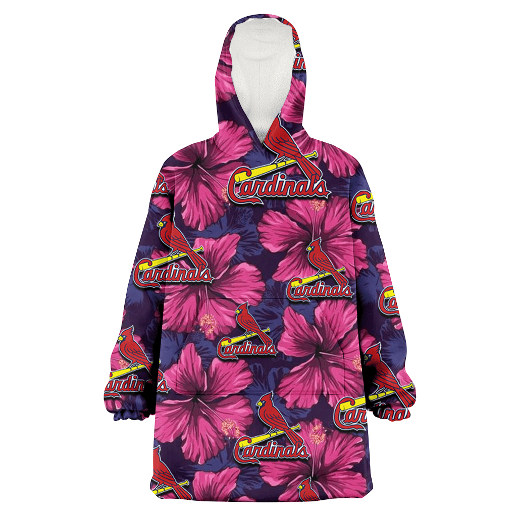 St. Louis Cardinals Plum Vilolet Hibiscus Dark Navy Leaf Black 3D Printed Hoodie Blanket Snug Hoodie