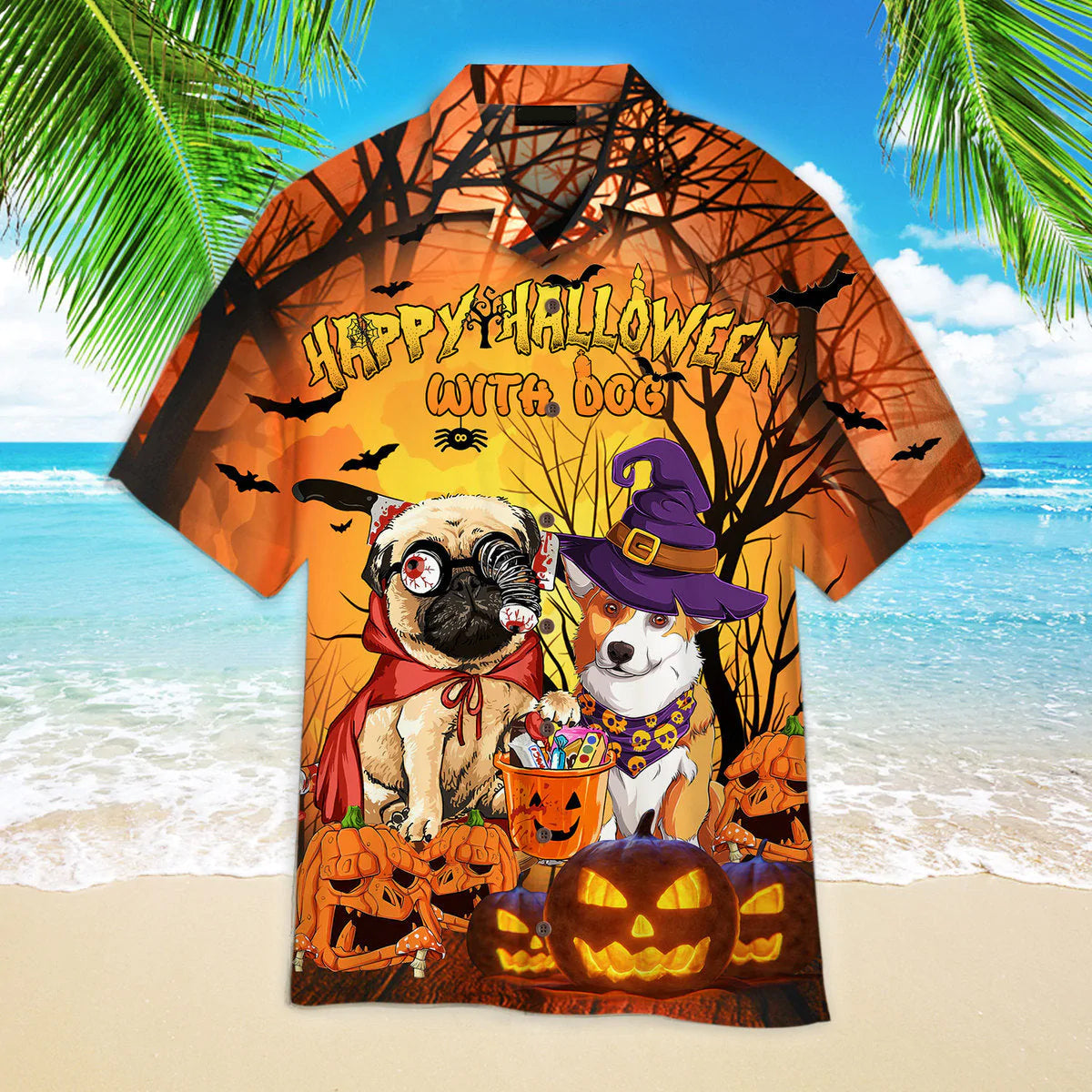 Happy Halloween With Dogs Hawaiian Shirt, Halloween Shirt, Gift For Halloween Day Barashirt Fashion