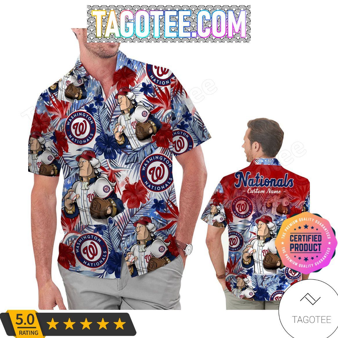 Mlb Washington Nationals Custom Name Hawaiian Shirt V4 Aloha Shirt