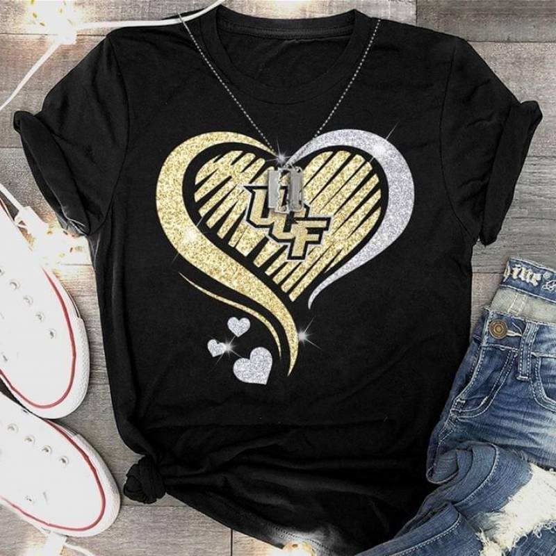 Ucf Knights Glitter Heart Shape T Shirt