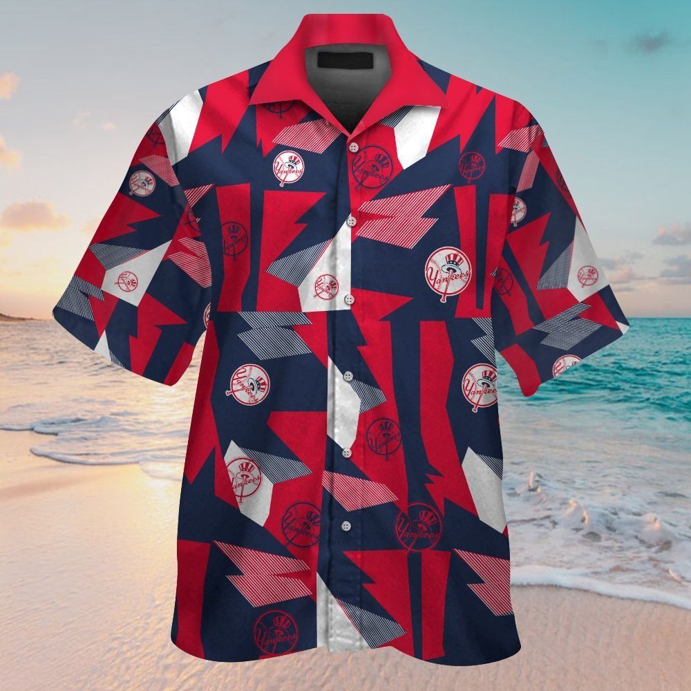 New York Yankees Short Sleeve Button Up Tropical Hawaiian Shirt Ver06