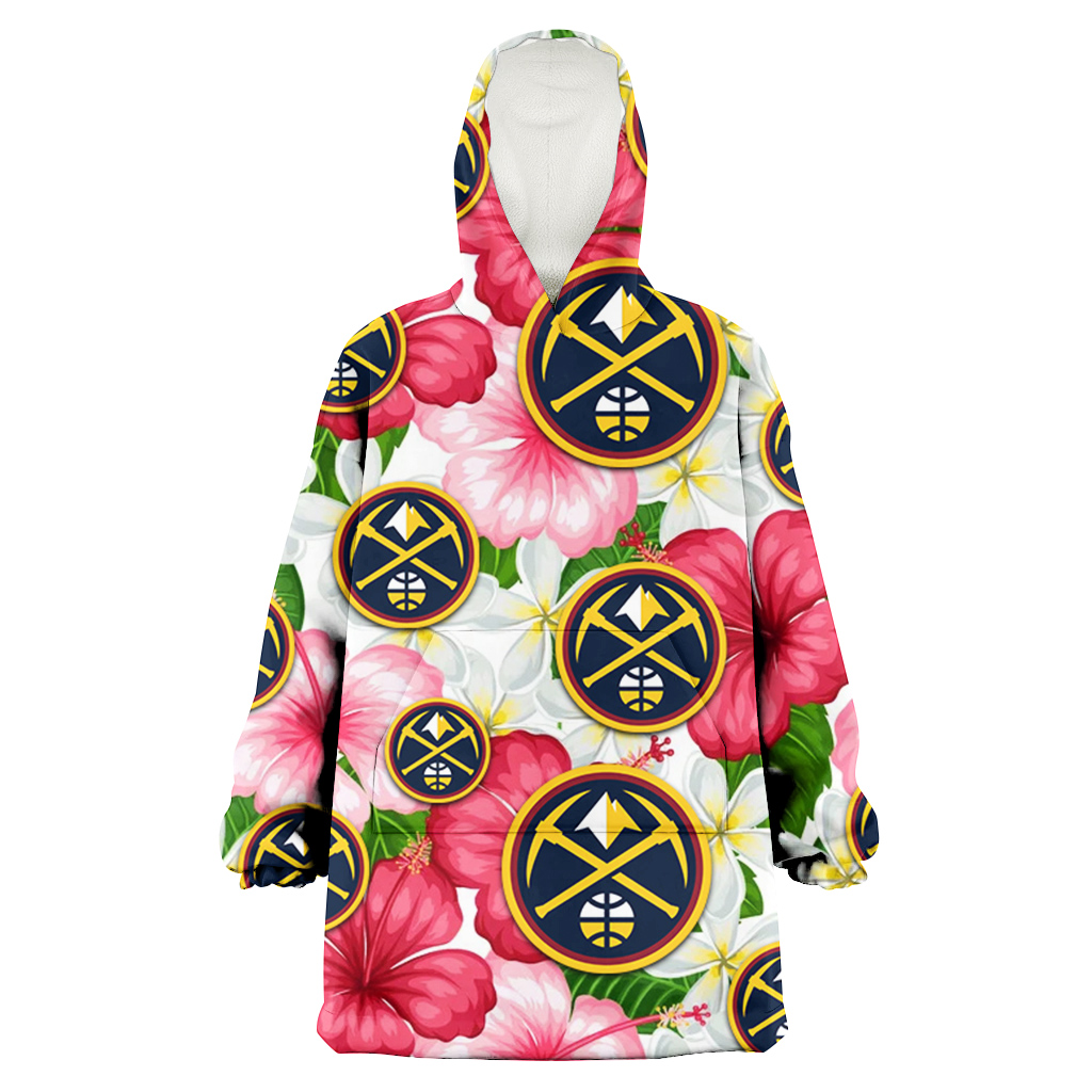 Denver Nuggets White Porcelain Flower Pink Hibiscus White Background 3D Printed Hoodie Blanket Snug Hoodie