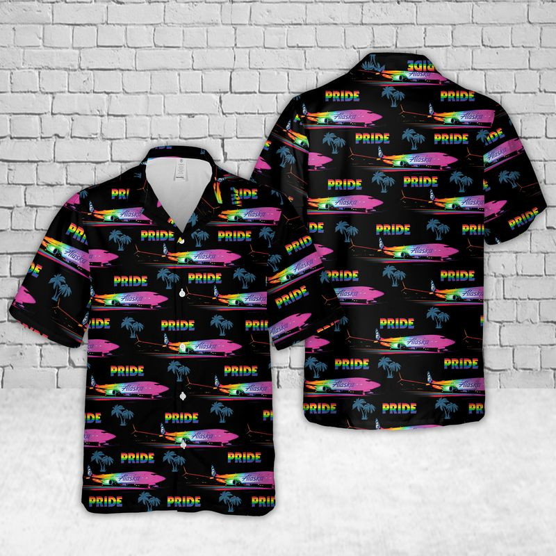 Alaska Fly With Pride Hawaiian Shirt For Gaymer, Lesbian Hawaiian 3D Shirt For Pride Month