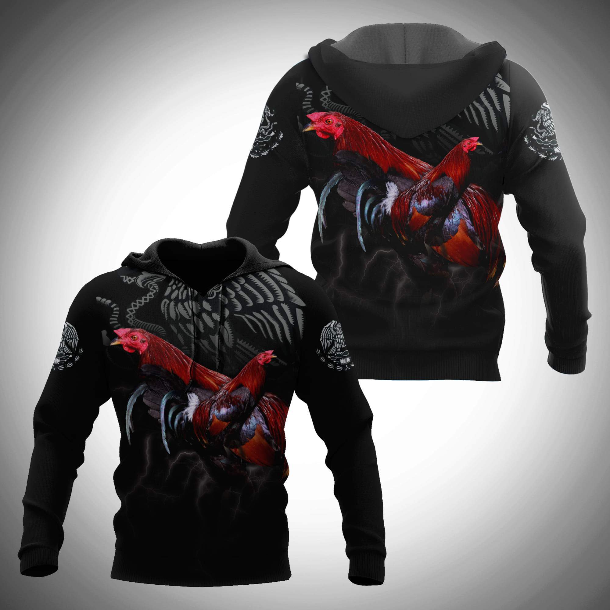 Rooster 3D Printed Hoodie Hg