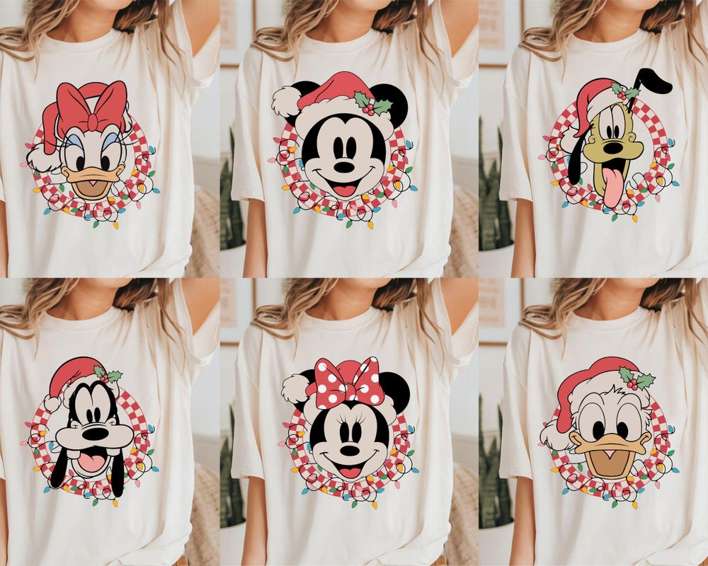 Retro Disney Checkered Christmas Shirt, Mickey And Friends Christmas Shirt, Christmas Group Shirt, Mickey'S Very Merry Christmas Party Shirt Gifts For Family By Shirtcustom