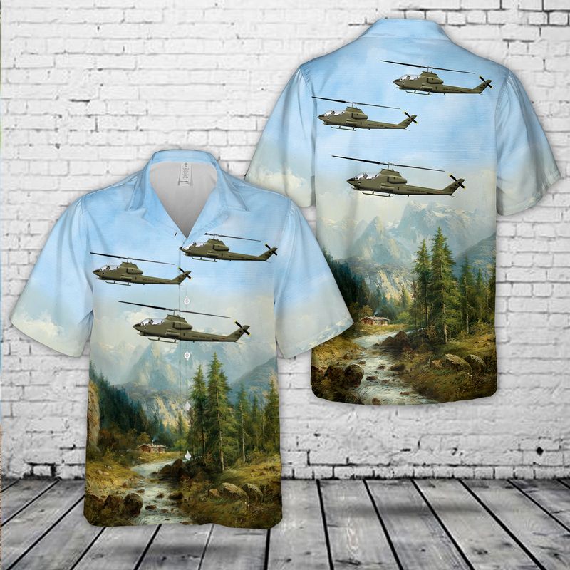 Us Army 4Th Aviation Battalion Ah-1G Cobra Gunship Hawaiian Shirt