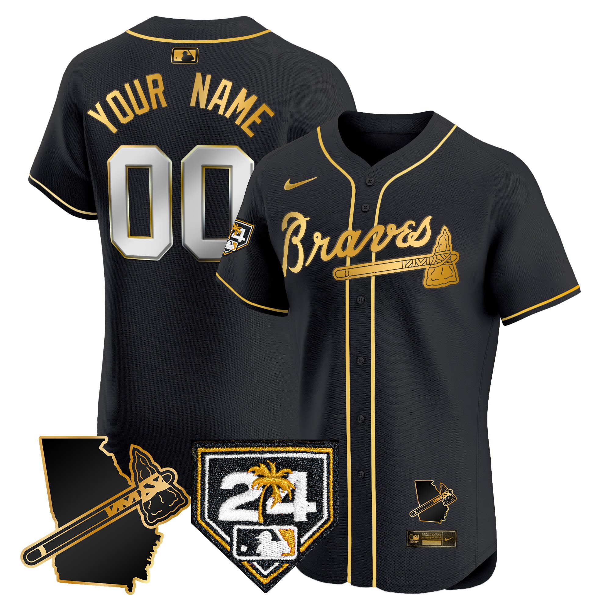 Atlanta Braves 2024 Spring Training & Georgia Patch Vapor Premier Elite Custom Jersey – All Stitched