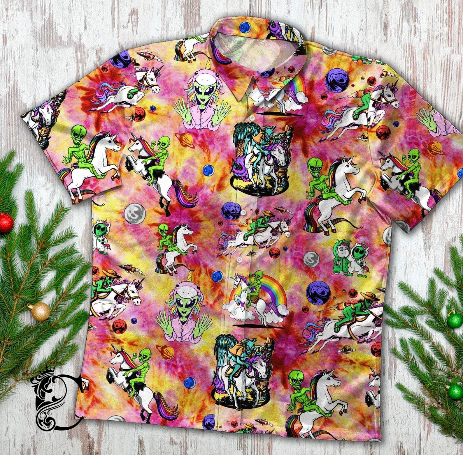 Hippie Trippy Alien Riding Unicorn 4 …