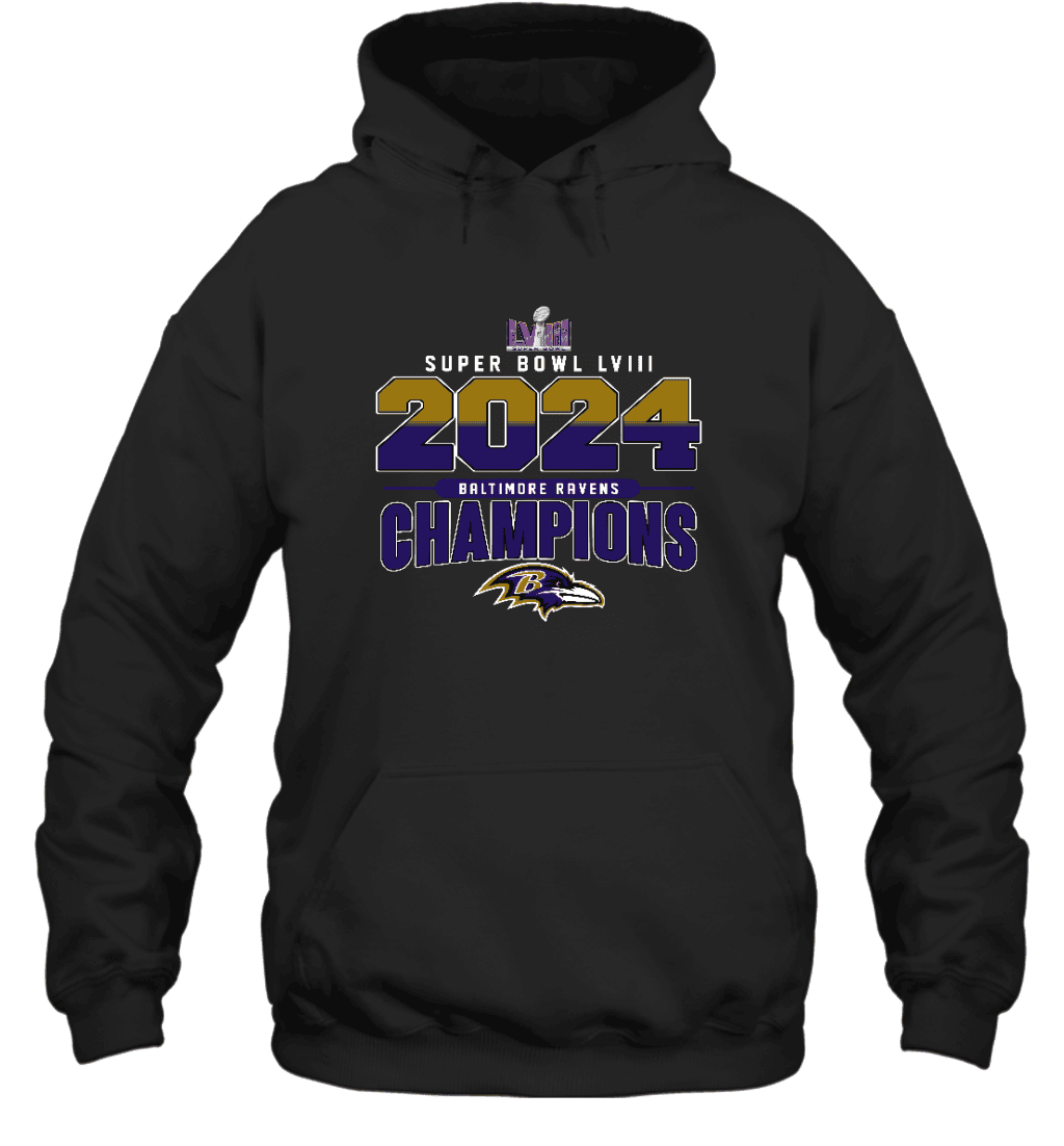 Baltimore Ravens LVIII Champs Trending Design Unisex 2D Hoodie