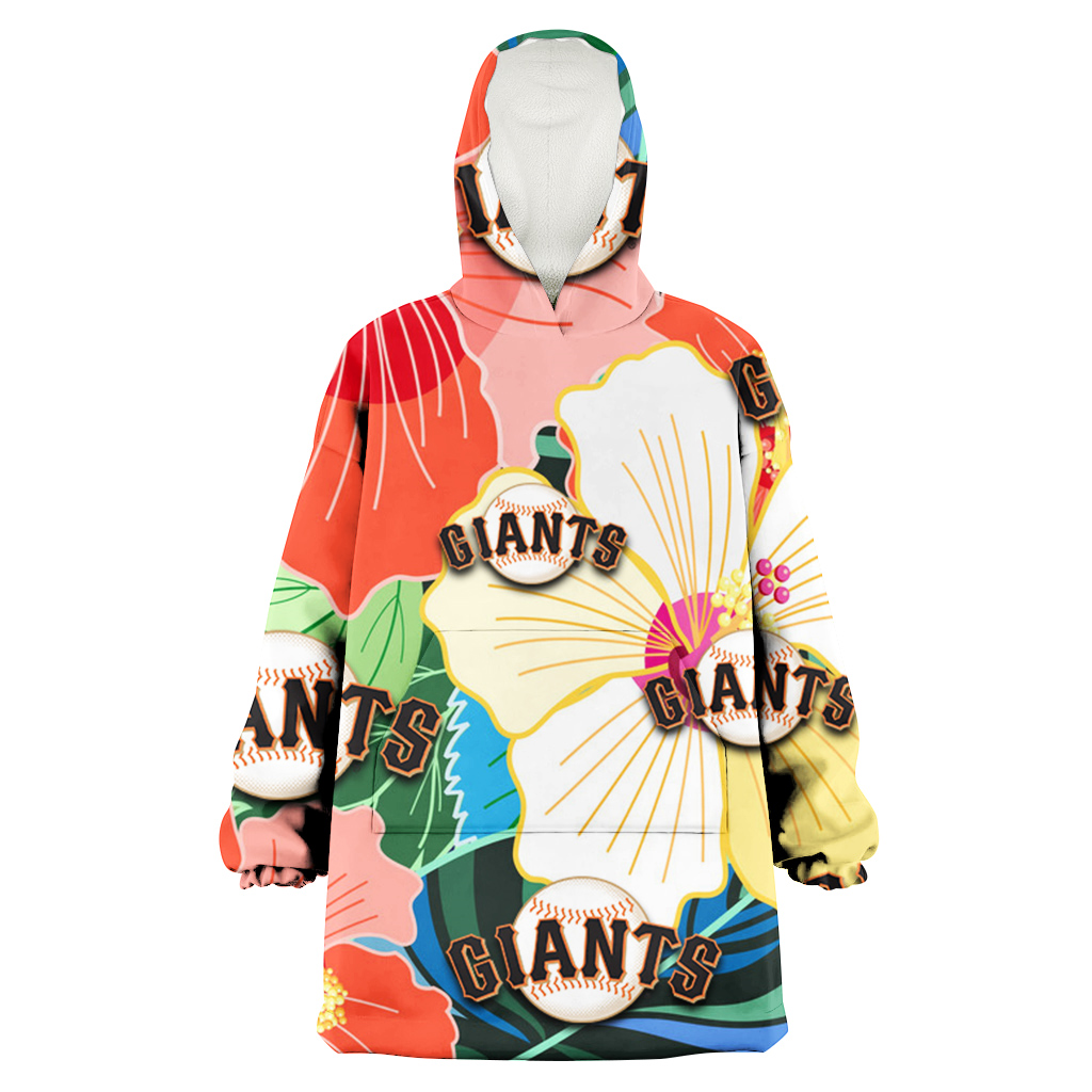 San Francisco Giants Orange White Tropical Hibiscus Green Leaf 3D Printed Hoodie Blanket Snug Hoodie