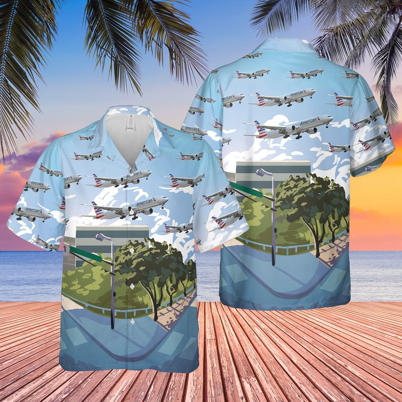 American Airlines Boeing 777-300Er Hawaiian Shirt, Hawaiian Shirt For Men, Dad Husband Veteran