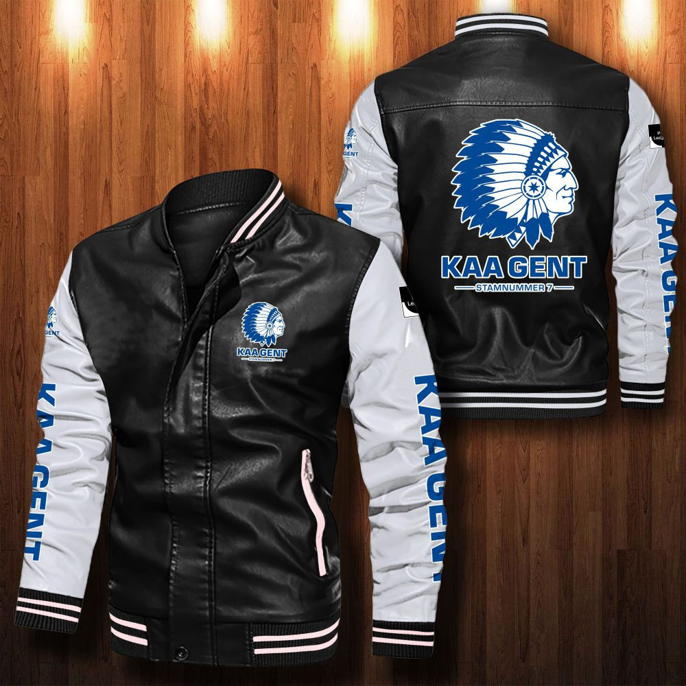 KAA Gent Leather Varsity Jacket Bomber Coat