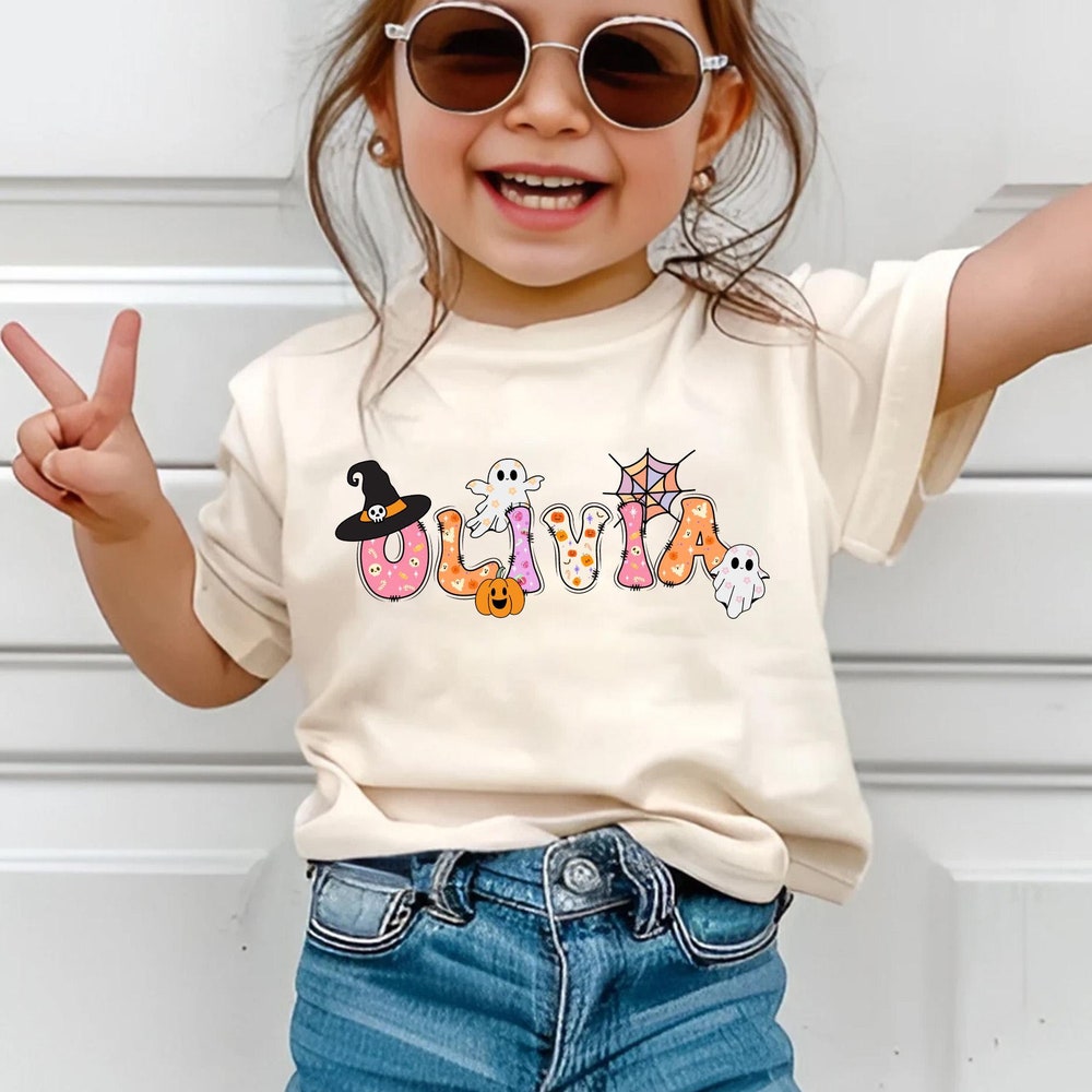 Custom Kids Halloween Name Shirt, Toddler Spooky Tee Kindergarten Halloween Shirt With Name, Spooky Toddler Personalized Sweatshirt Shopmytshirts