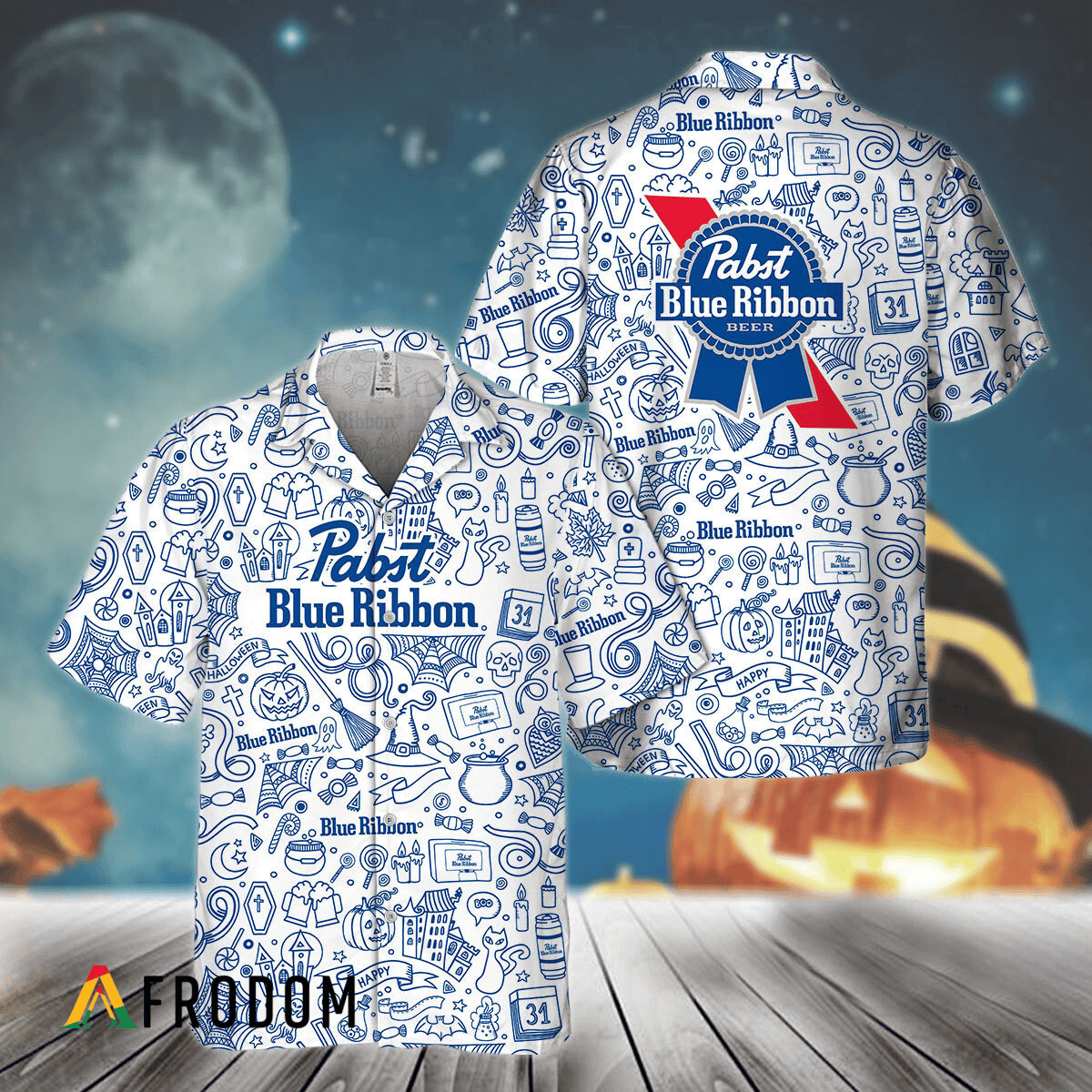 Doodle Art Pabst Blue Ribbon Hawaiian Shirt