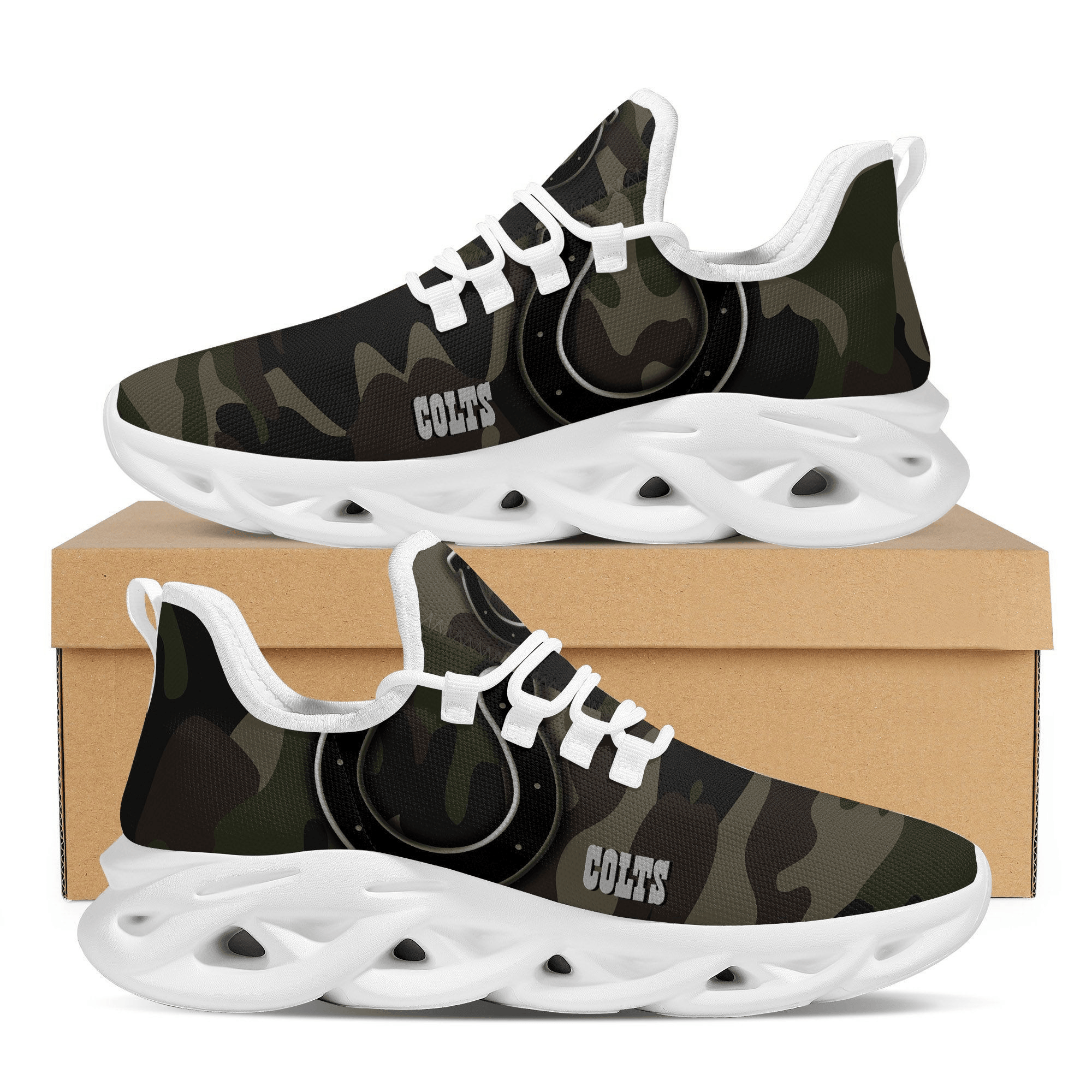 Indianapolis Colts Camo Camouflage Design Trending Max Soul Clunky Sneaker Shoes For Mens MS3808