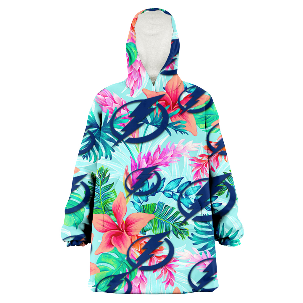 Tampa Bay Lightning Coral Porcelain Flower Violet Orchid Light Blue Background 3D Printed Hoodie Blanket Snug Hoodie