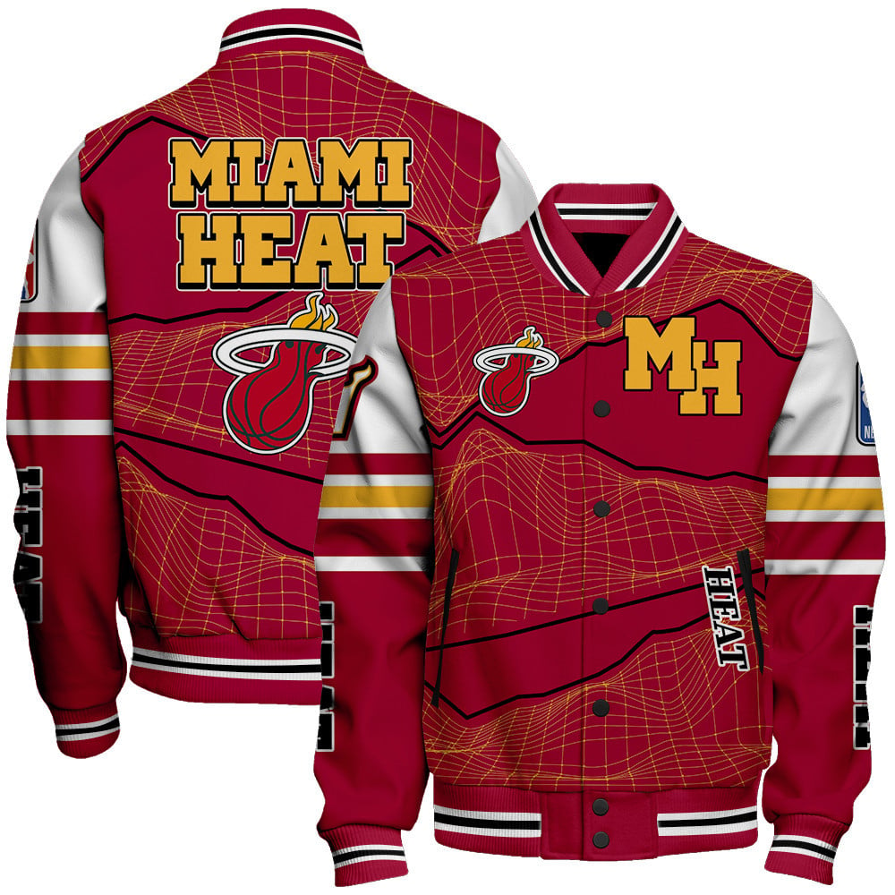 Miami Heat Basketball Unique Textures AOP Varsity Jacket SFAT