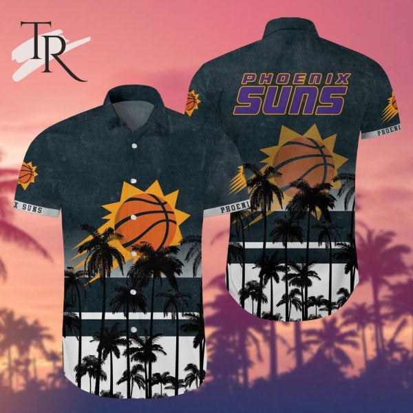 Nba Phoenix Suns Tropical Palm Trees Pattern Team Logo 3D Hawaiian Shirt