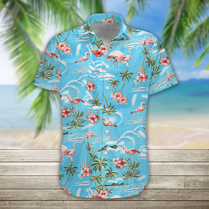 3D Flamingo Hawaiian shirt, Mens Hawaiian Aloha Beach Shirt, Hawaiian Shirts for Men HO1087  - Foxyshop Fashion