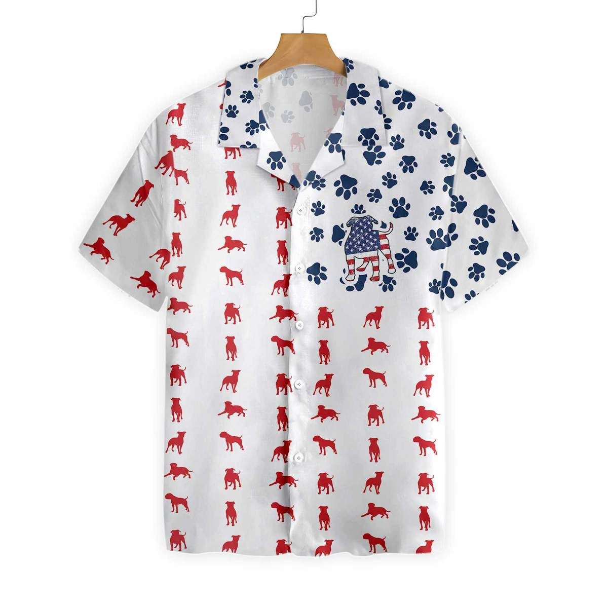 Bulldogs American Flag Hawaiian Shirt For Men, Bulldogs Summer Hawaiian Shirt, Dog Lover Shirts