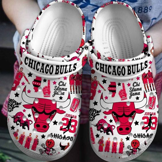 Chicago Bulls Red White Crocss Clog Shoes Ver788