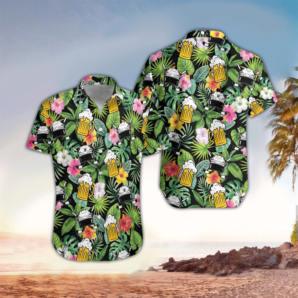 Beer And Floral Pattern Hawaiian Shirt For Men, Perfect Gift Ideas For Beer Lover