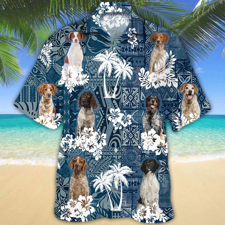 Brittany Hawaiian Shirt, Men’S Hawaiian Shirt Button Down Short Sleeves, Gift For Dog Lovers