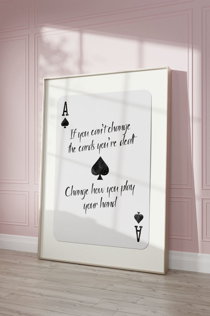 Ace Playing Card Wall Art, Trendy Retro Print, Black White Aesthetic Poster, Inspirational Quote Art, Ace Of Spades Artwork, Bar Cart Decor