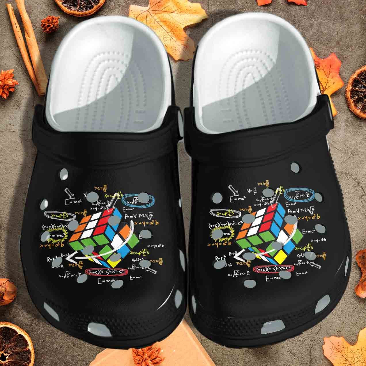 Personalized Clogs –  Rubik Cute Shoes For Who Love Math – Funny Equation Clog Birthday Gift For Teacher Friends