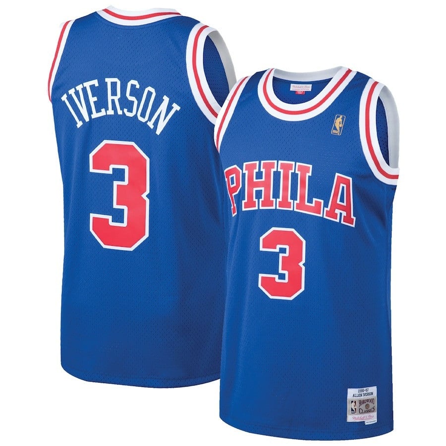 Allen Iverson Philadelphia 76Ers Royal Jersey – All Stitched