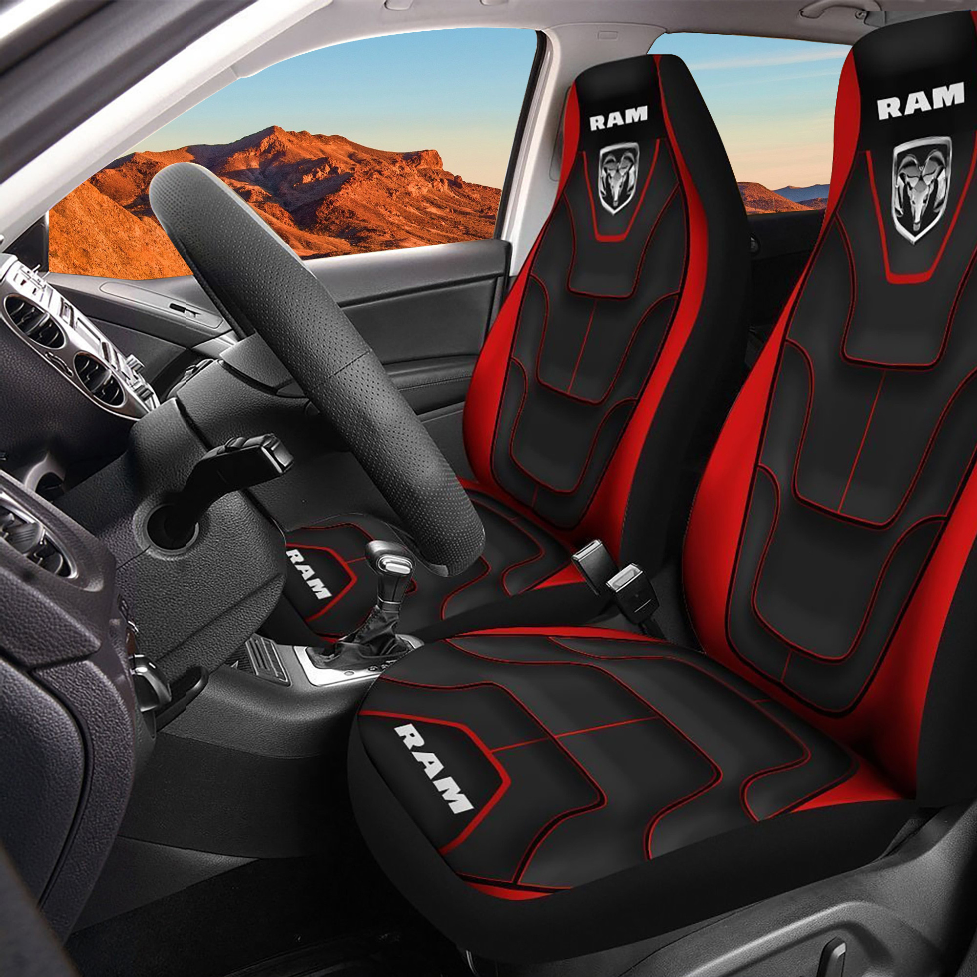 Dodge Ram Logo Car Seat Cover Set CSC7386