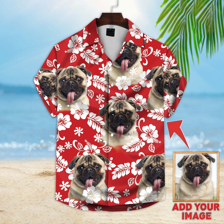 Custom Photo Dog Multicolor Floral Aloha Shirt, Summer Gift, Short Sleeve Aloha Beach Shirt, Dog Hawaiian Shirt For Men, Women