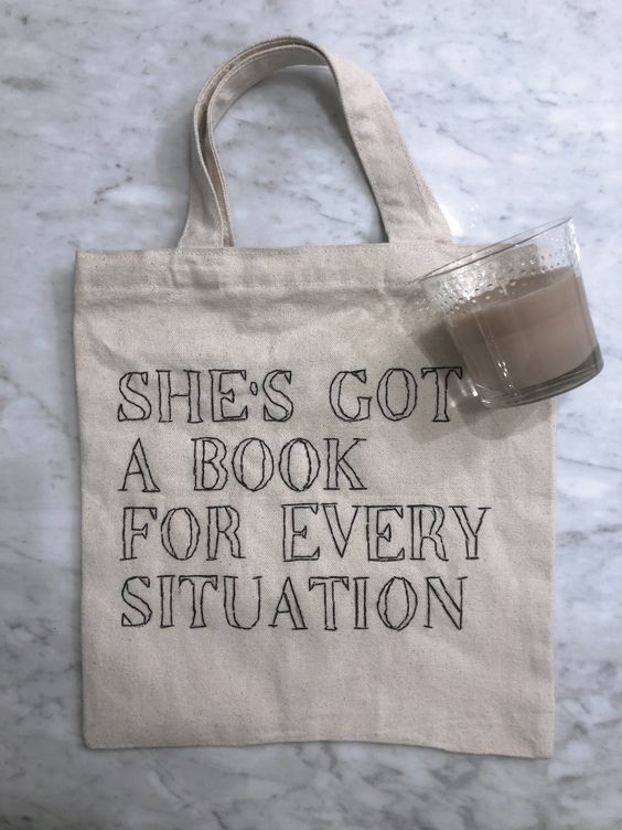 She’s Got A Book For Every Situation Tote Bag, Canvas Tote Bags, Tote Bag Design, Tote Bag Idea