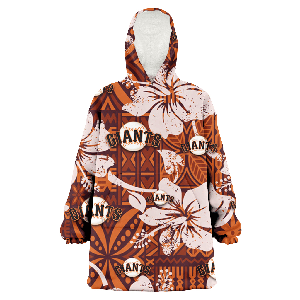 San Francisco Giants Bisque Hibiscus Brown Pattern 3D Printed Hoodie Blanket Snug Hoodie