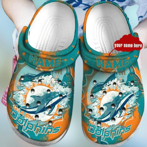 Custom Name Miami Dolphins Crocss Clog Shoes Comfortable Unisex Ver240