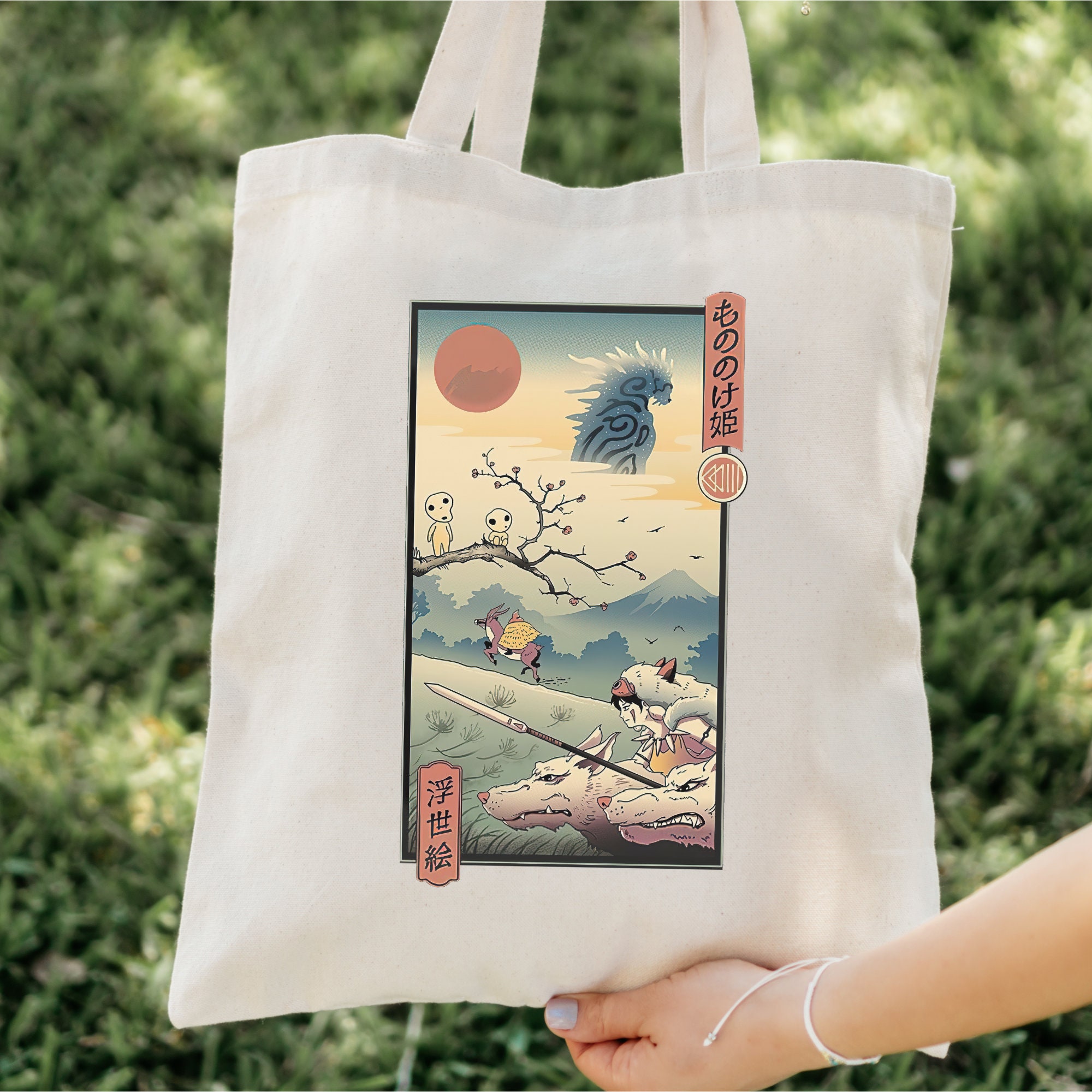 Princess Mononoke Inspired Cotton Canvas Tote Bag