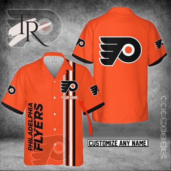 Custom Name Nhl Philadelphia Flyers Orange 3D Hawaiian Shirt
