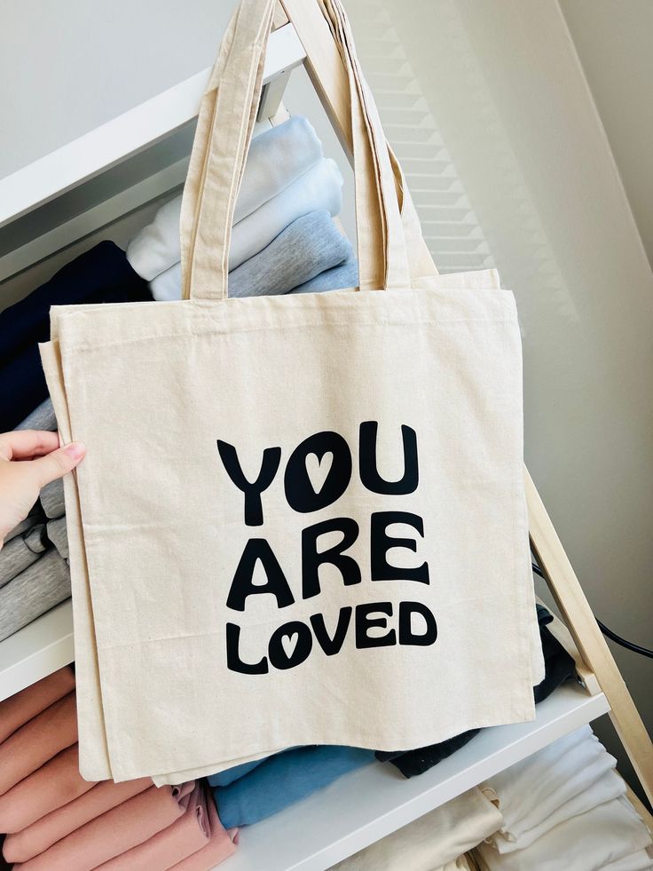 You Are Loved Tote Bag, Christian Tote, Cute Simple Canvas Tote, Aesthetic Christian Tote, Cute Christian Tote, Cute Bag, Christian Tote Bag, Best Tote Bags Ideas, Cute Tote Bags Ideas, Tote Bag Design Ideas, Girls Tote Bag, Best Canvas Tote Bags Ideas