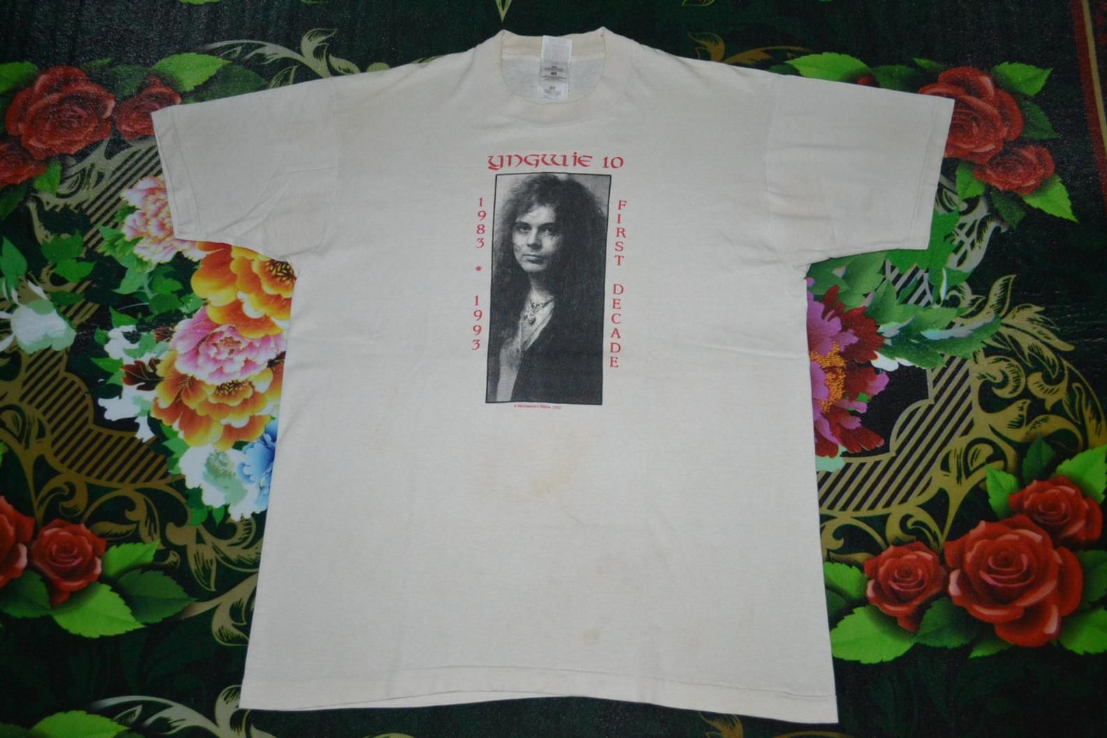 Vintage 1992 Yngwie Malmsteen First Decade Tour Concert Promo Rare 90S T-Shirt