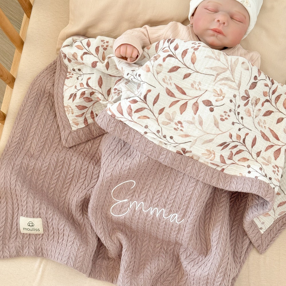 Waffle Baby Blanket Personalised Baby Wrap Organic Swaddle Blanket Baby Muslin Blanket Custom Baby Blanket Floral Blanket Made To Order X Peckshirt