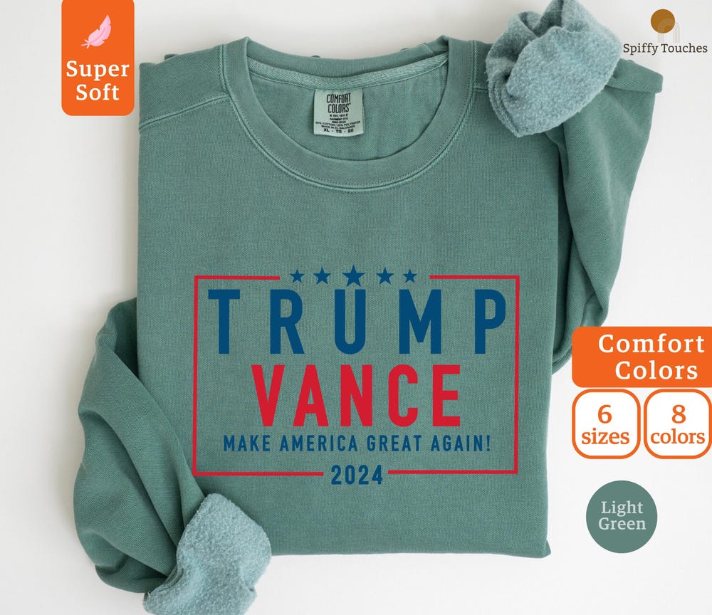 Comfort Colors® Trump Vance 2024, Donald Trump Sweatshirt, Usa Sweatshirts, America Sweaters, Political Sweater, Politics Gifts, Patriot Christmas Gift 2024 Shirtstylecentral