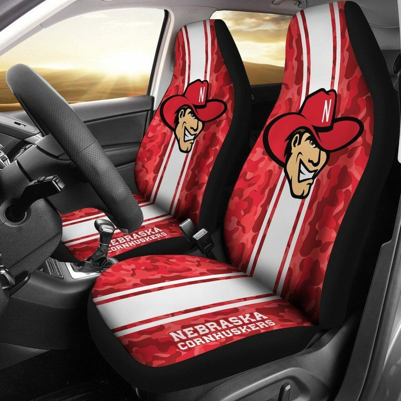 Nebraska Cornhuskers Red White Car Seat Cover Set CSC9644