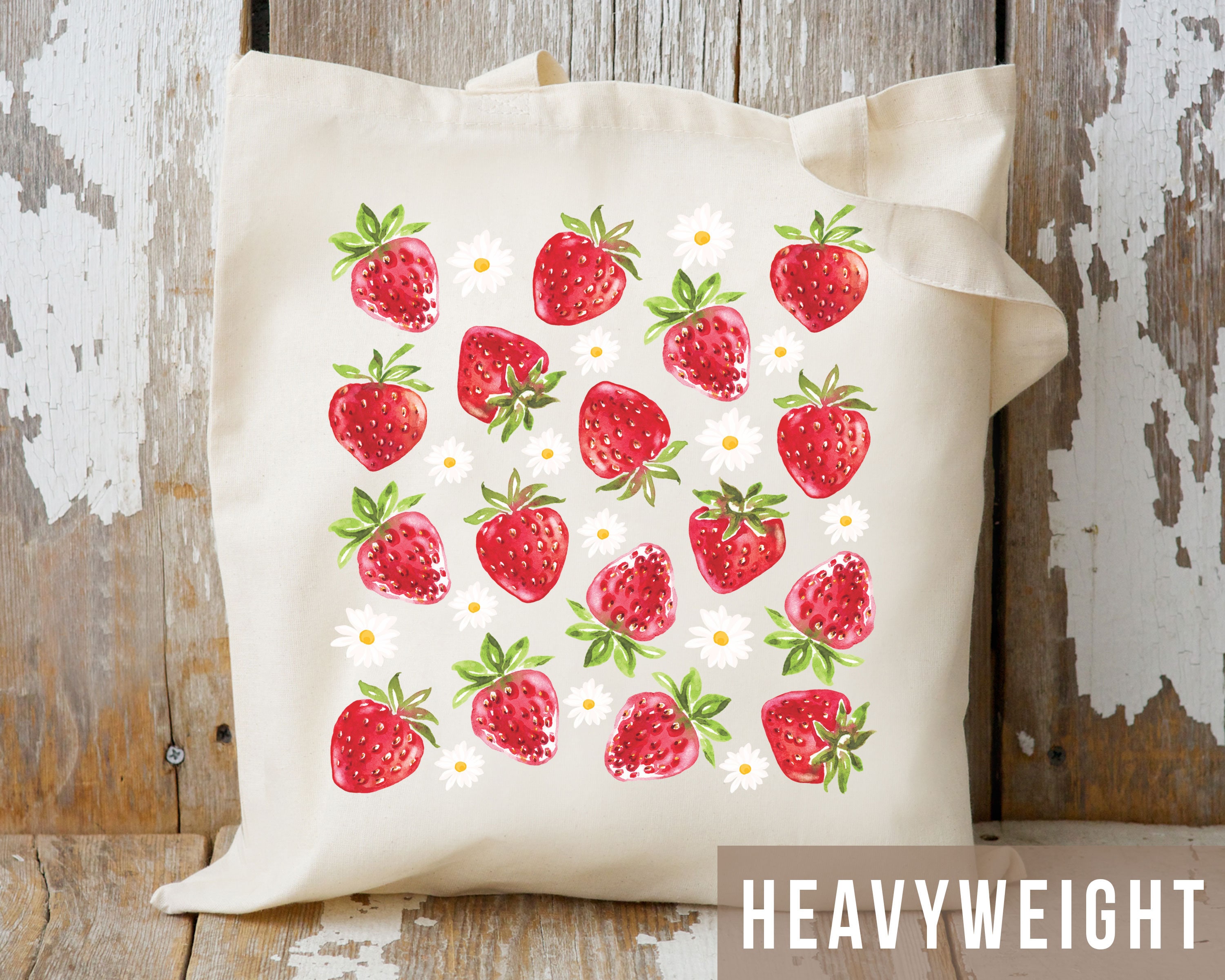 Strawberry Tote Bag Strawberry Bag Strawberry Tote Cute Canvas Tote Bag Cloth Bag Aesthetic Tote Trendy Tote Fruit Tote Cottagecore Bag