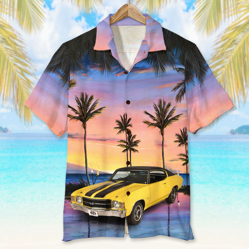 Custom Car Photo Hawaiian Shirt, Aloha Shirt, Sunset Beach Pattern, Hawaiian Shirt For Men, Women