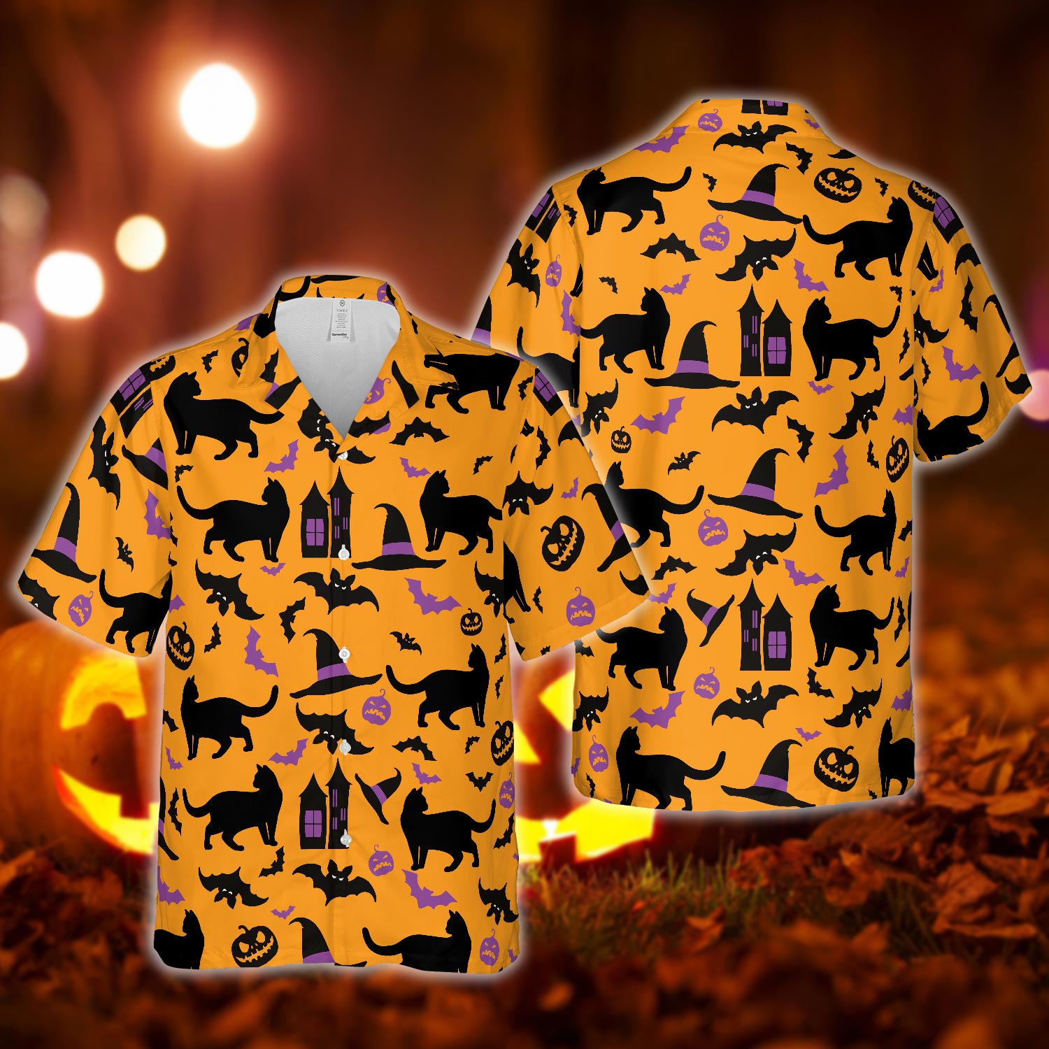 Happy Halloween Black Cat Hawaiian Shirt Men Women