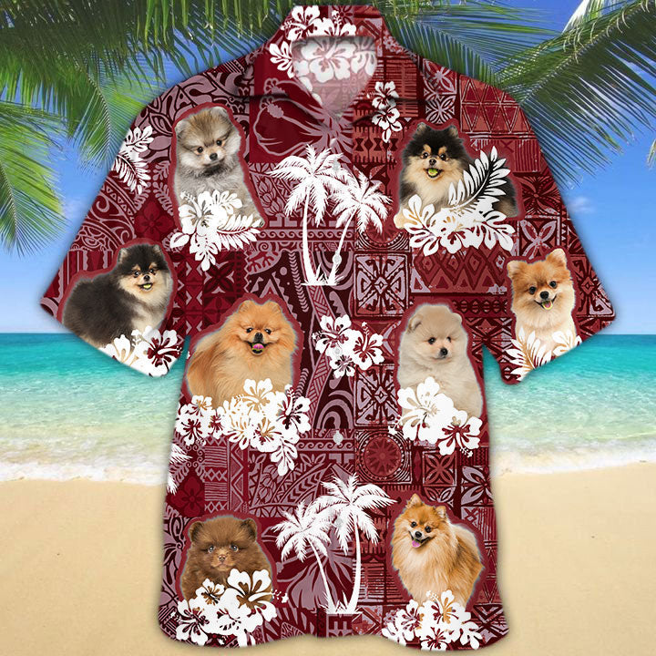 Pomeranian Hawaiian Shirt, Dog Hawaii Aloha Beach Shirt Short Sleeve