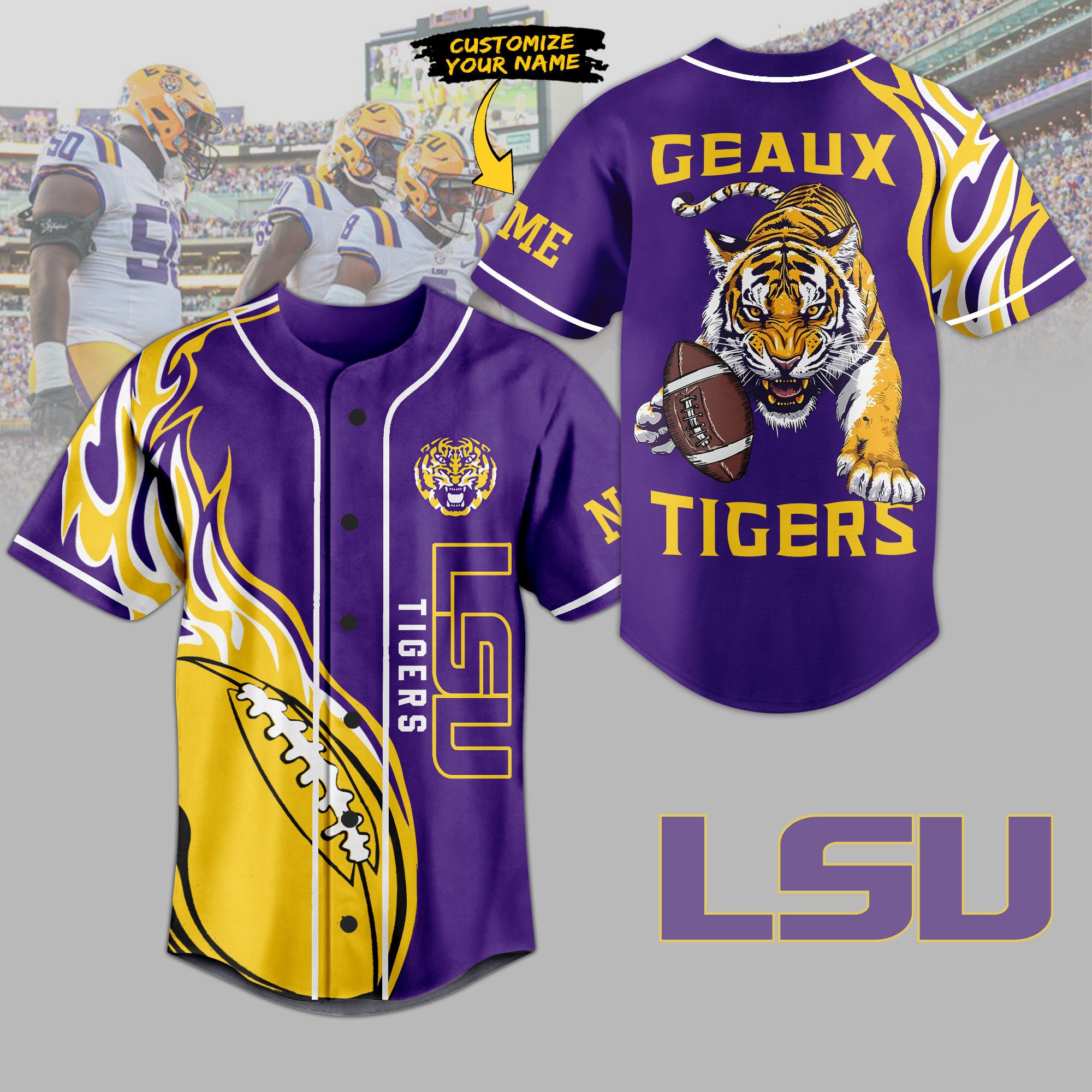 Merchcustom LSU Tigers Baseball Jersey For Fans