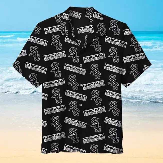 Chicago White Sox Mlb Baseball Team Name And Logo Black 3D Hawaiian Shirt